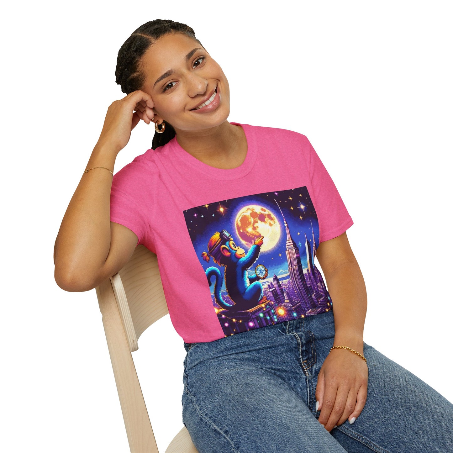 Blue Space Monkey Unisex Soft style T-Shirt #1