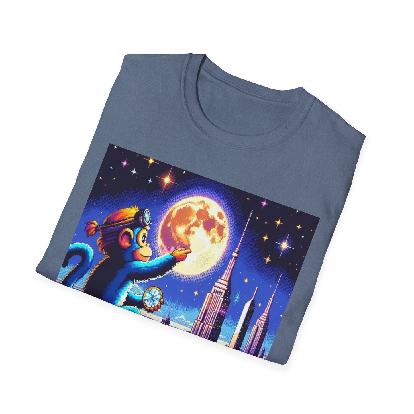 Blue Space Monkey Unisex Soft style T-Shirt #1