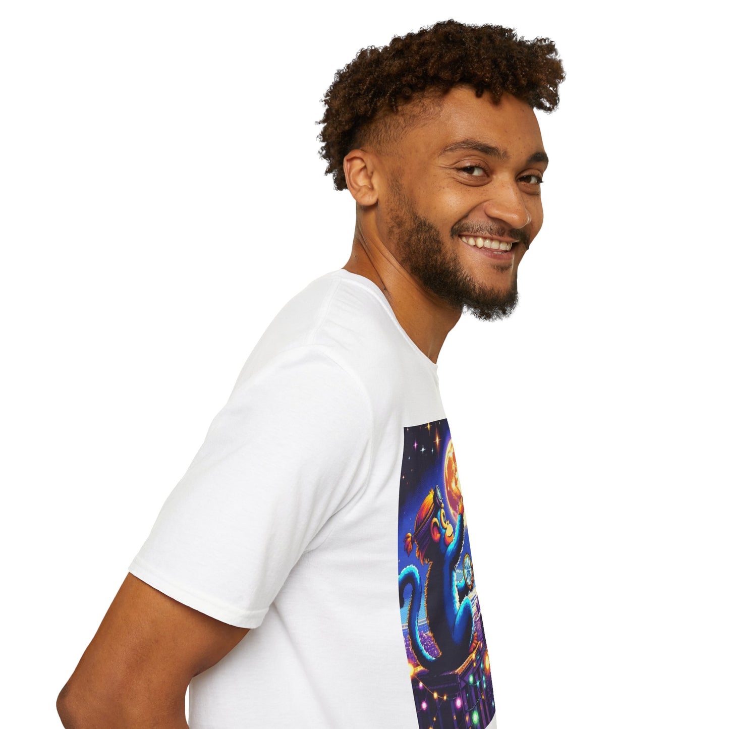 Blue Space Monkey Unisex Soft style T-Shirt #1