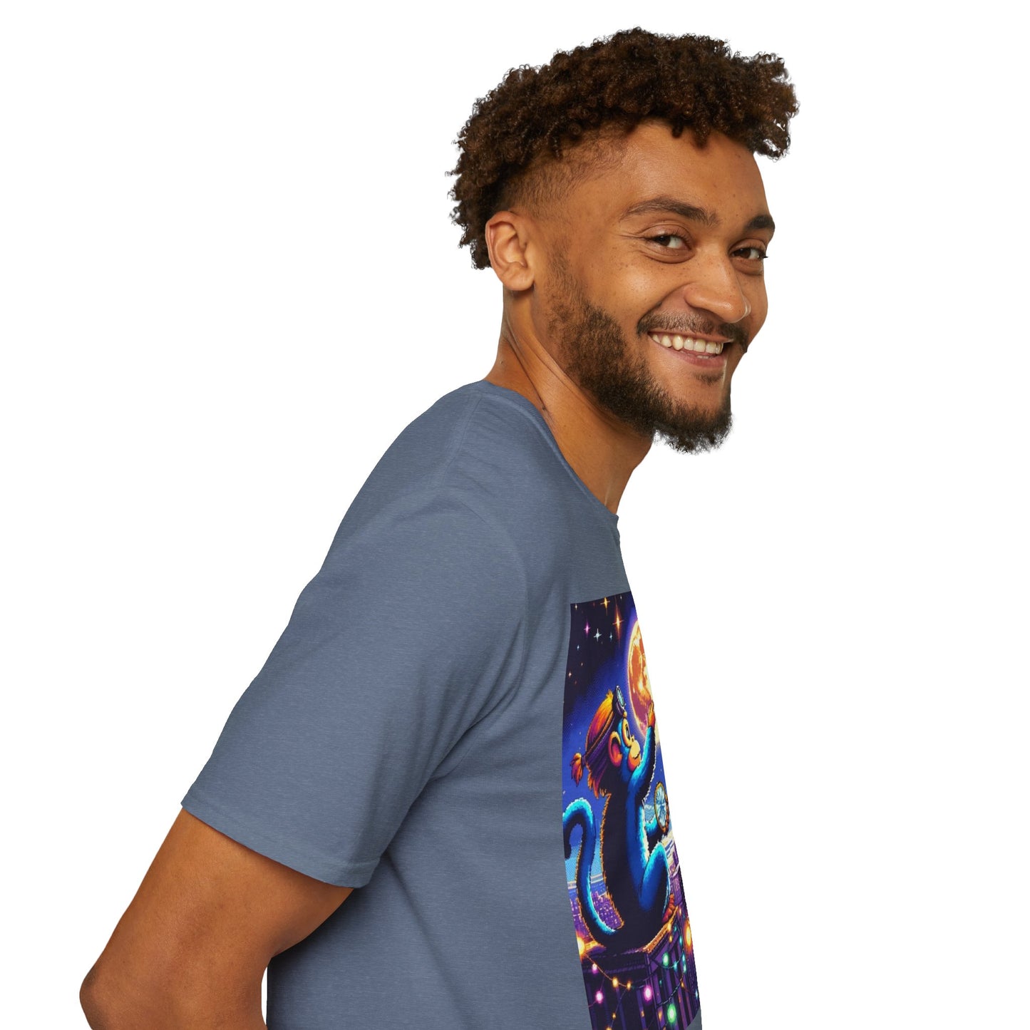 Blue Space Monkey Unisex Soft style T-Shirt #1