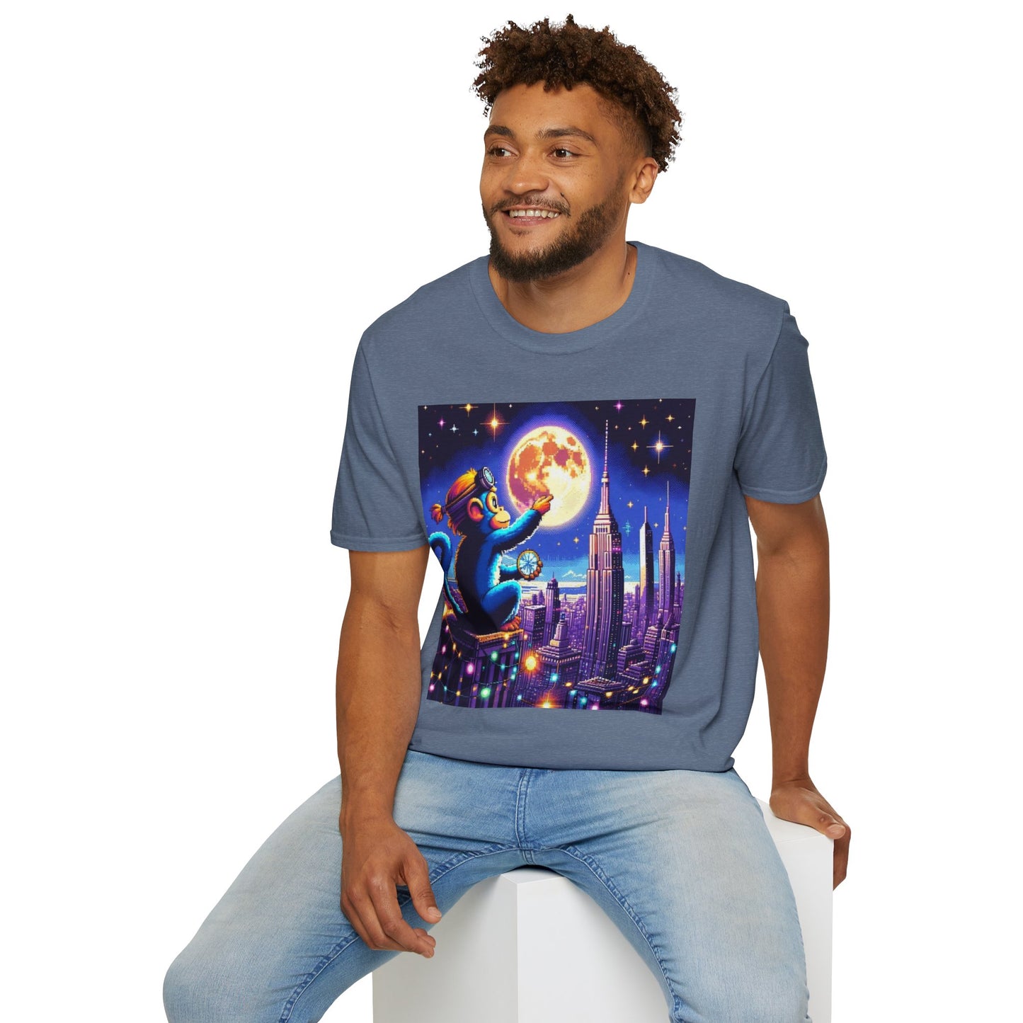 Blue Space Monkey Unisex Soft style T-Shirt #1