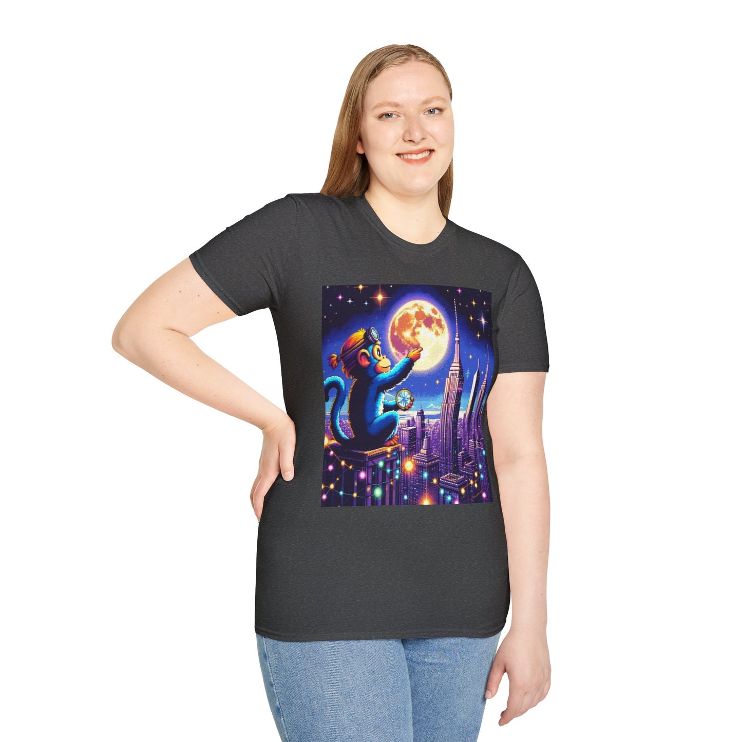 Blue Space Monkey Unisex Soft style T-Shirt #1