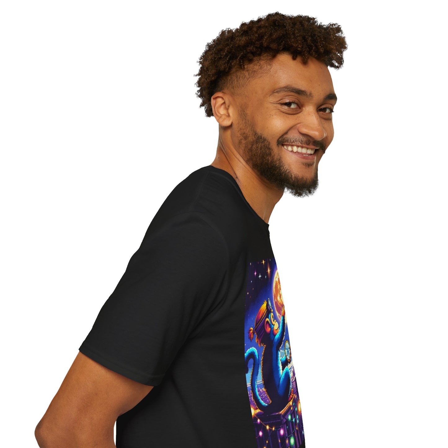 Blue Space Monkey Unisex Soft style T-Shirt #1