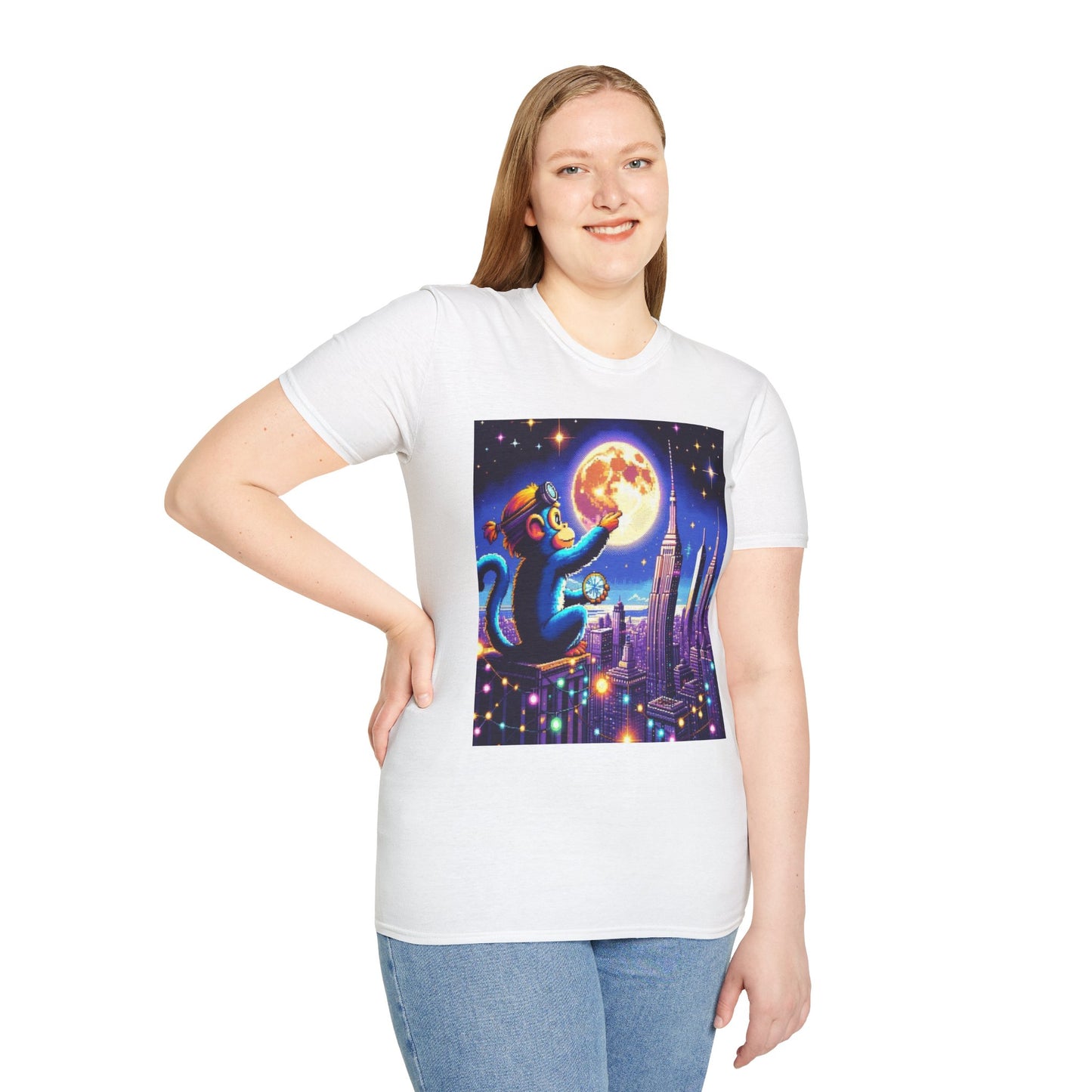 Blue Space Monkey Unisex Soft style T-Shirt #1