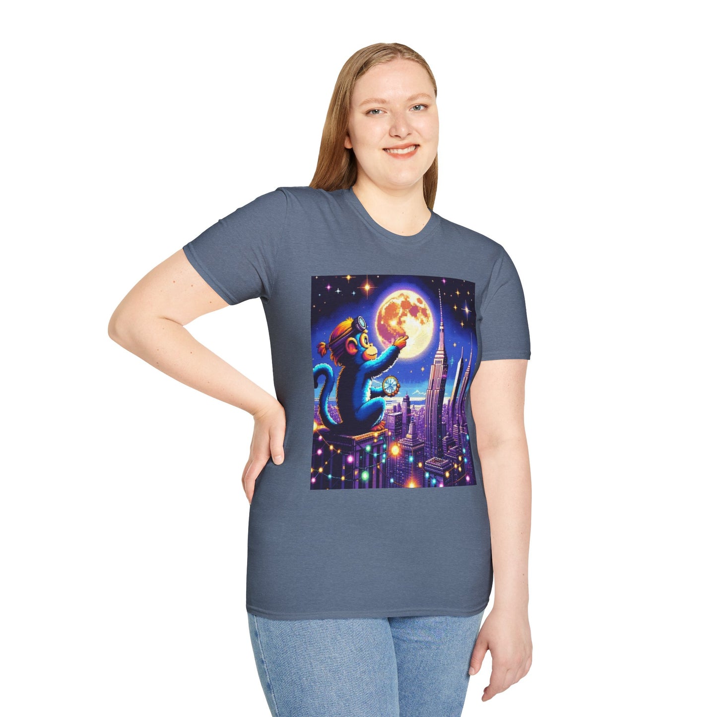 Blue Space Monkey Unisex Soft style T-Shirt #1