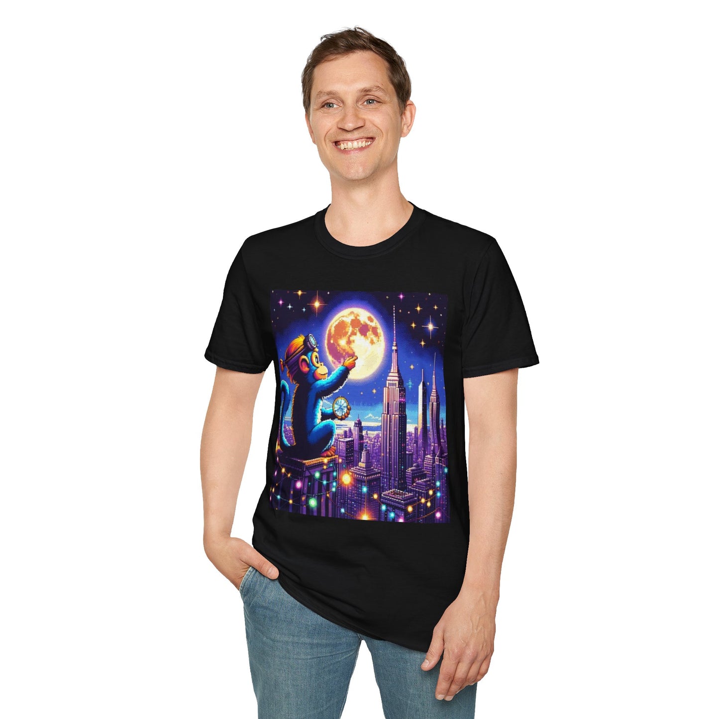 Blue Space Monkey Unisex Soft style T-Shirt #1