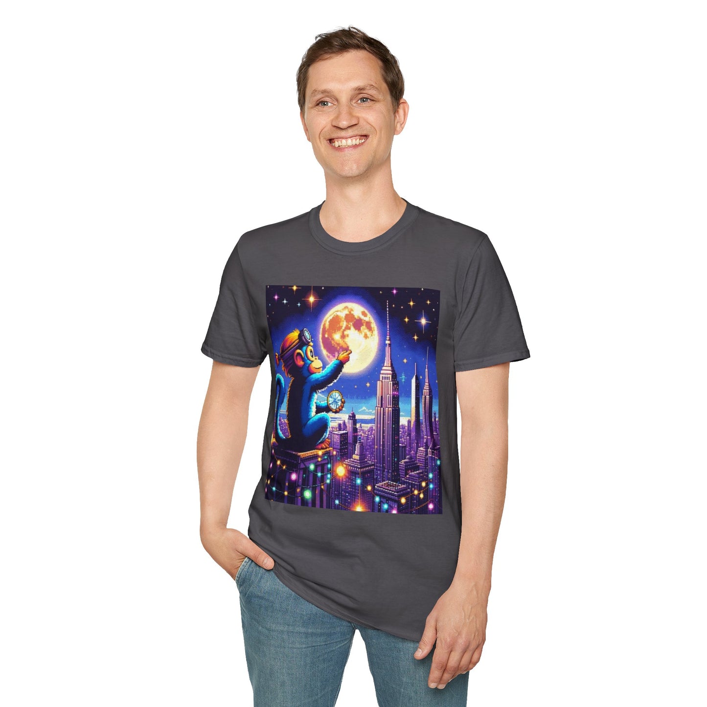 Blue Space Monkey Unisex Soft style T-Shirt #1
