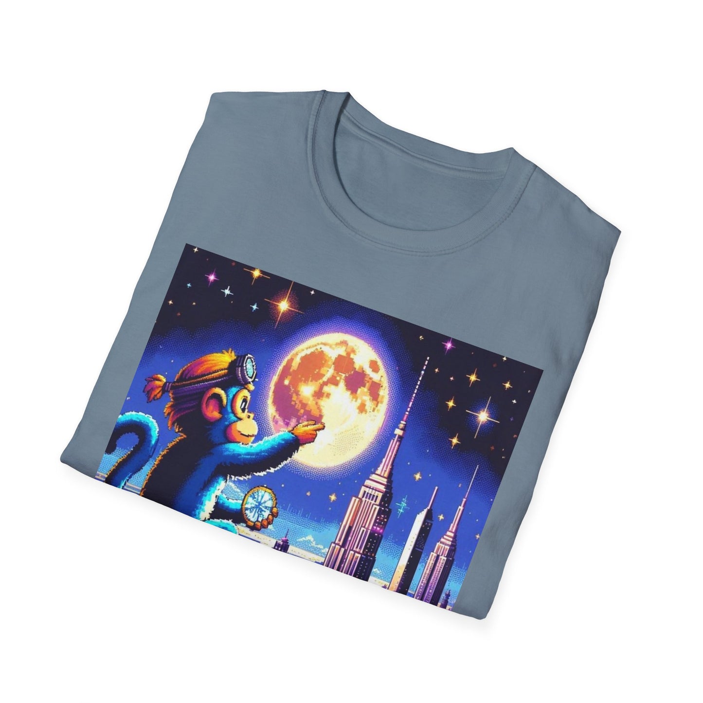 Blue Space Monkey Unisex Soft style T-Shirt #1