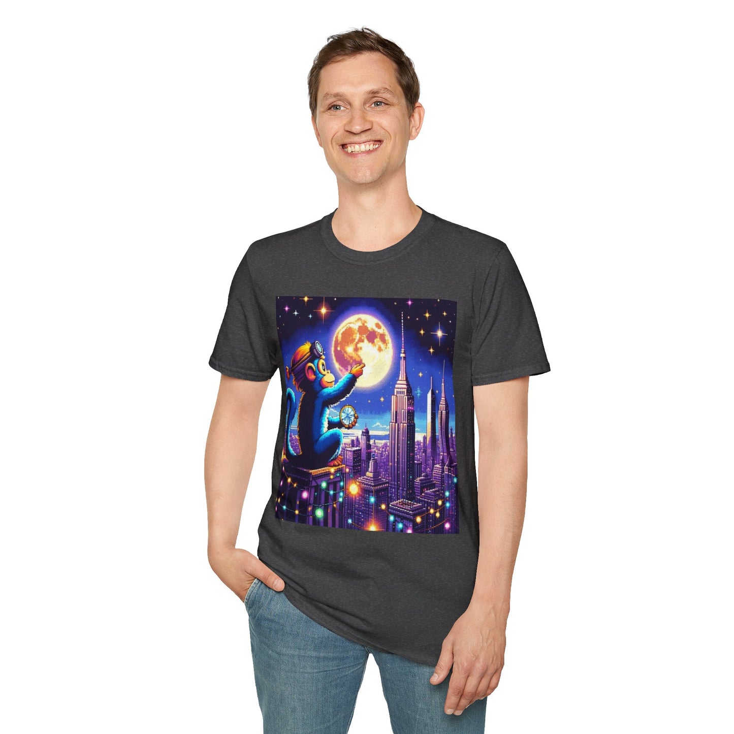 Blue Space Monkey Unisex Soft style T-Shirt #1