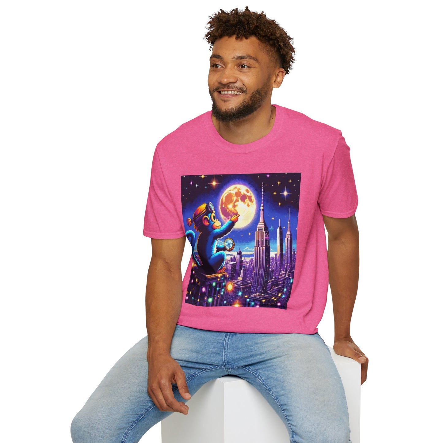 Blue Space Monkey Unisex Soft style T-Shirt #1