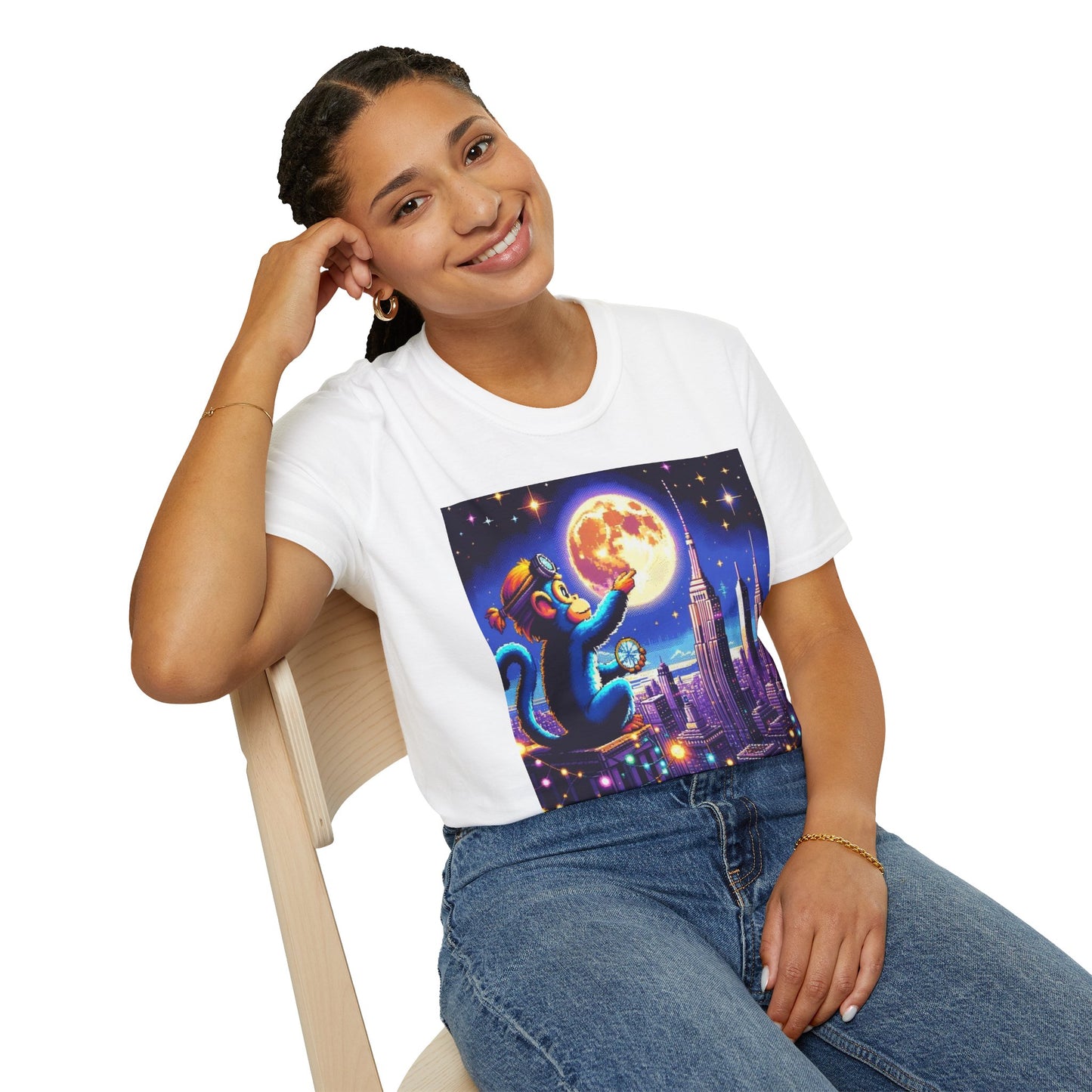 Blue Space Monkey Unisex Soft style T-Shirt #1