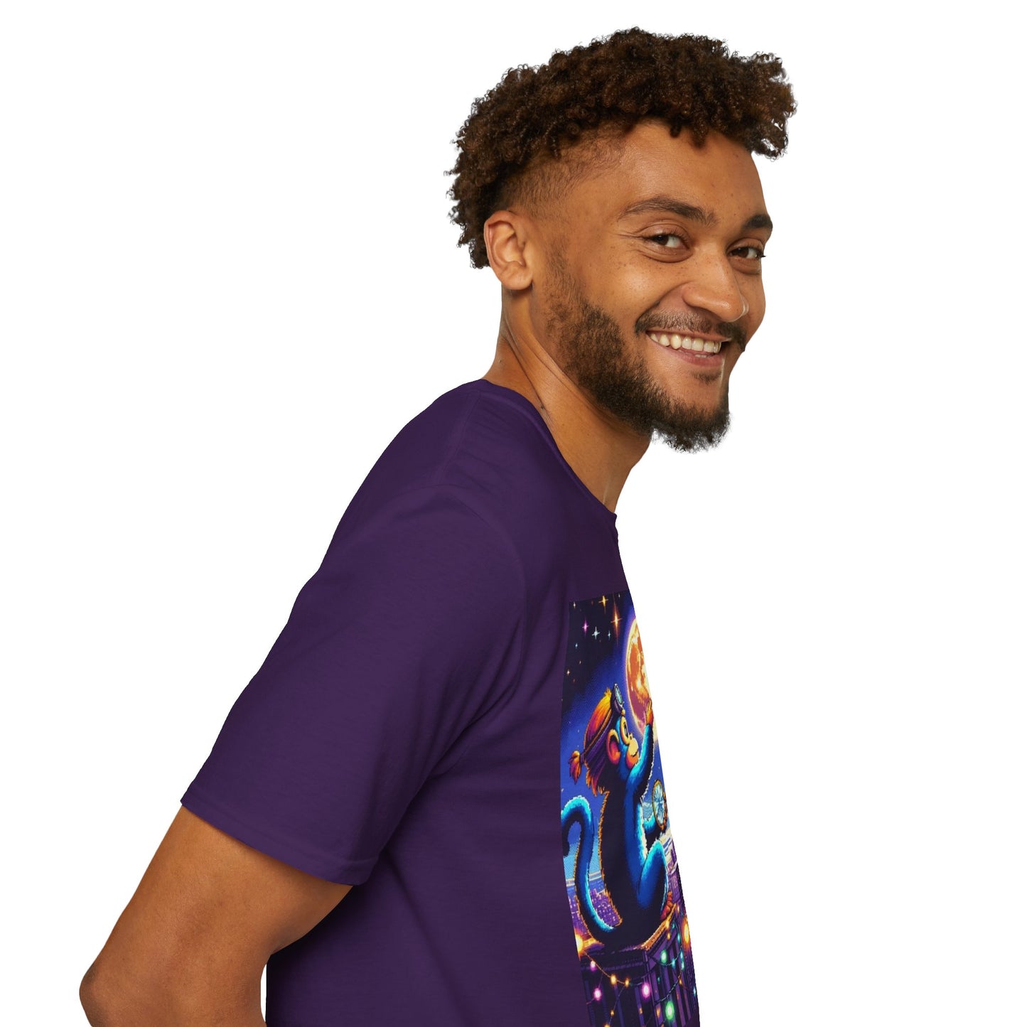 Blue Space Monkey Unisex Soft style T-Shirt #1