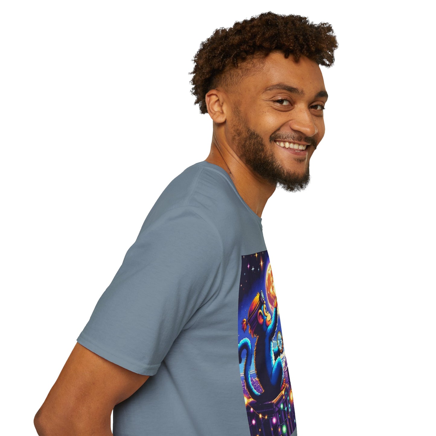 Blue Space Monkey Unisex Soft style T-Shirt #1