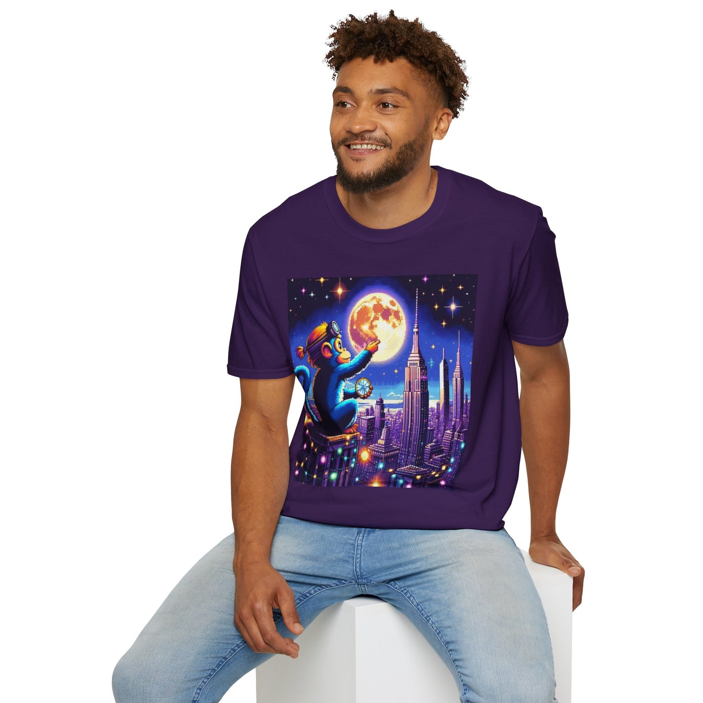 Blue Space Monkey Unisex Soft style T-Shirt #1