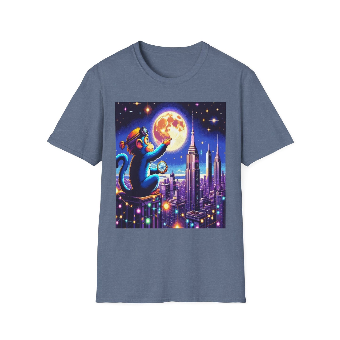 Blue Space Monkey Unisex Soft style T-Shirt #1