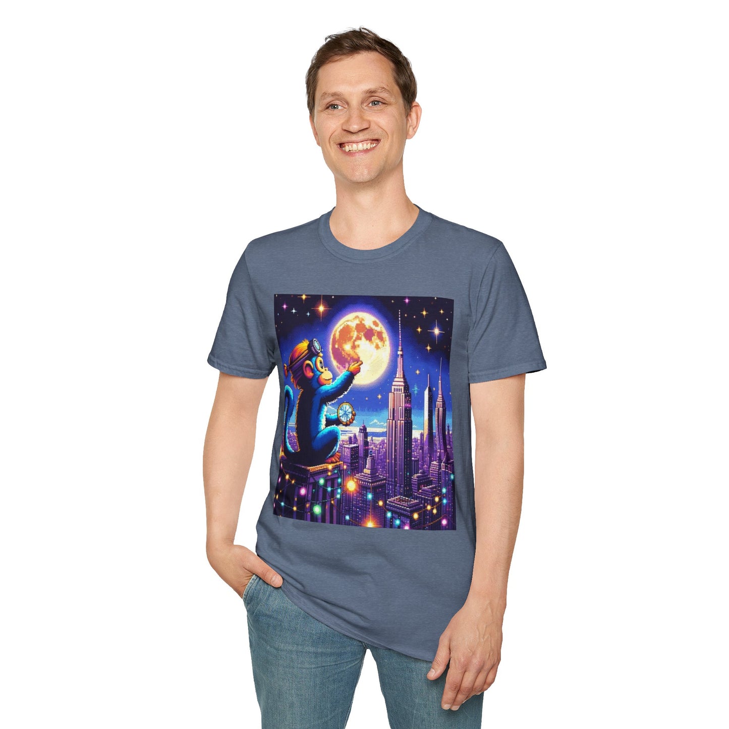 Blue Space Monkey Unisex Soft style T-Shirt #1