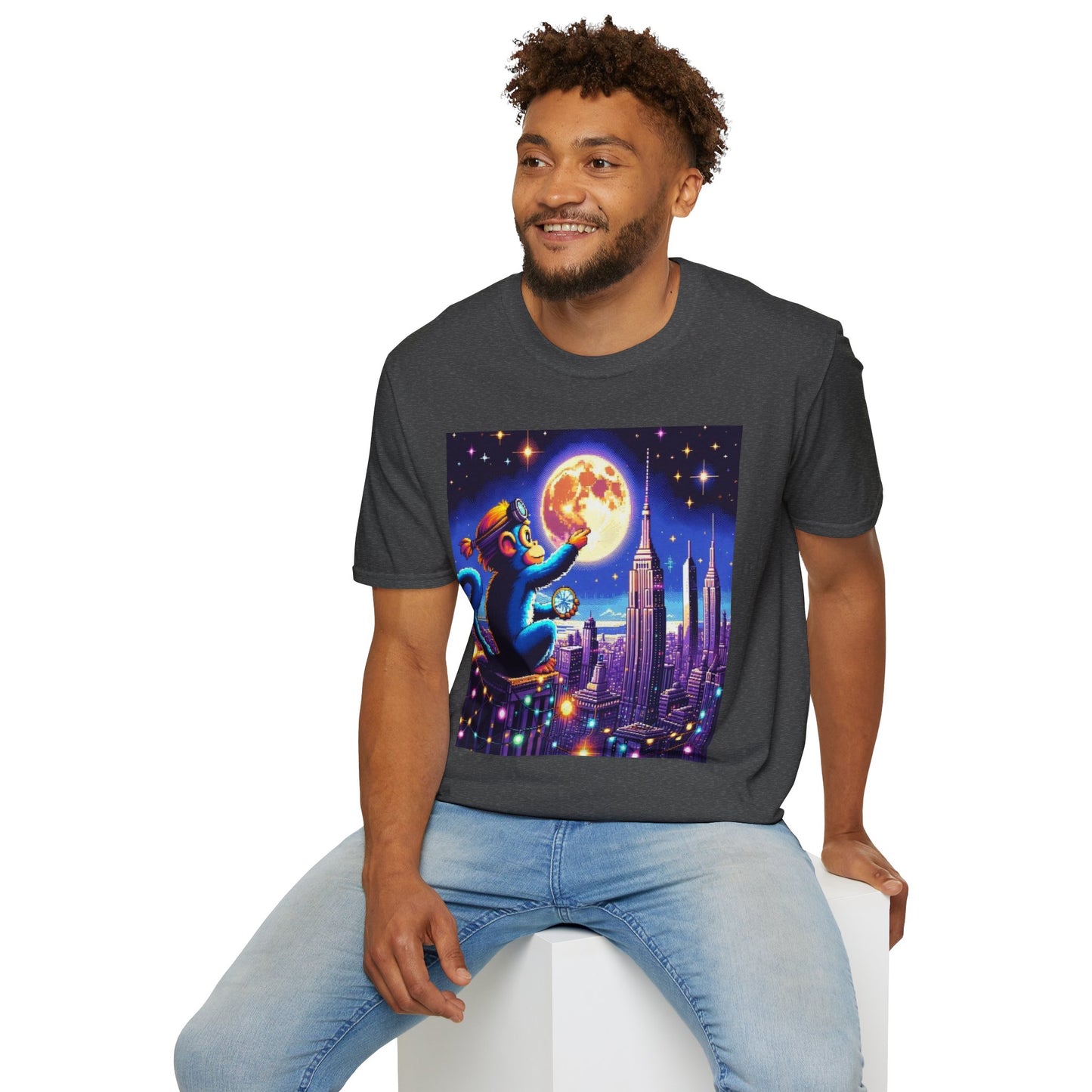 Blue Space Monkey Unisex Soft style T-Shirt #1