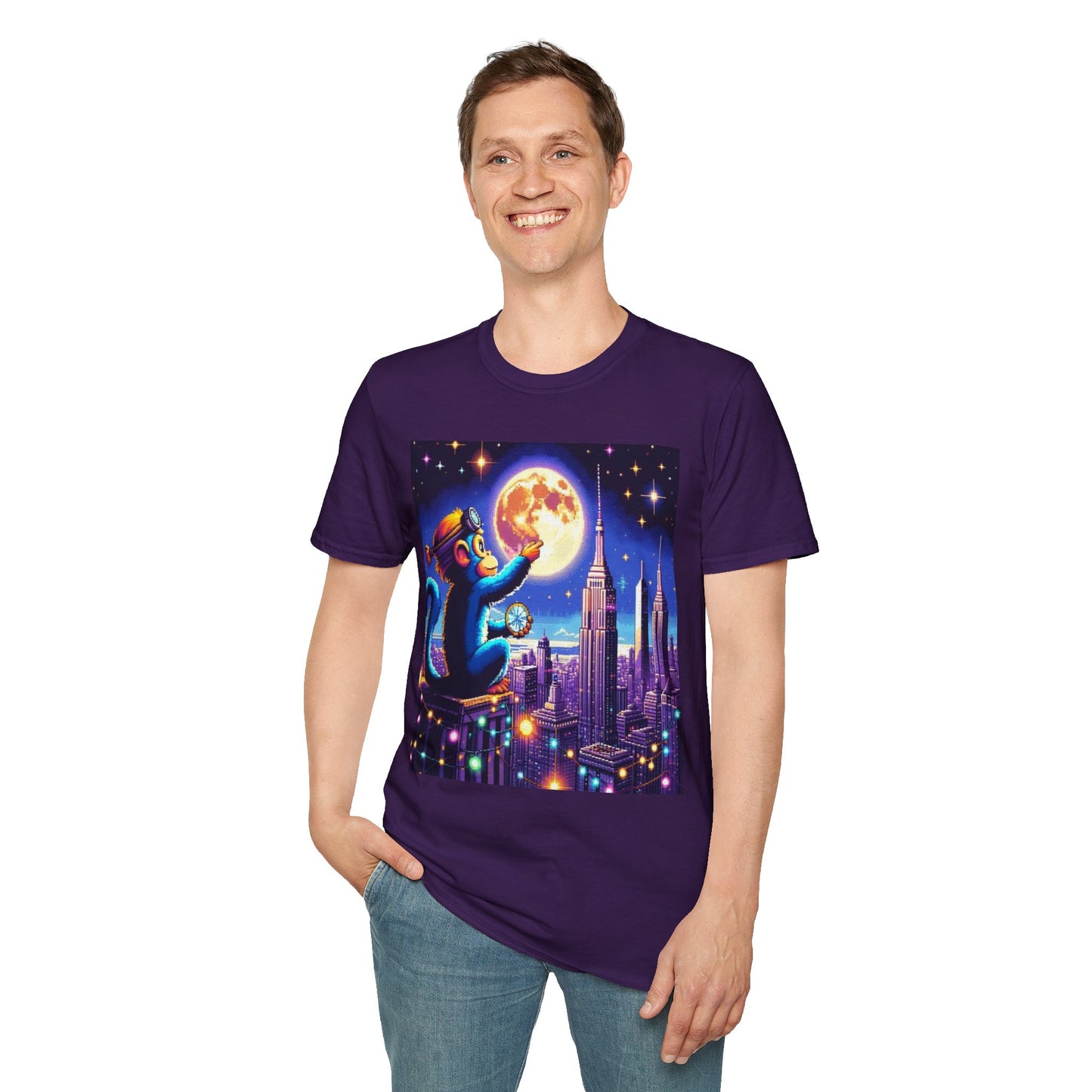 Blue Space Monkey Unisex Soft style T-Shirt #1