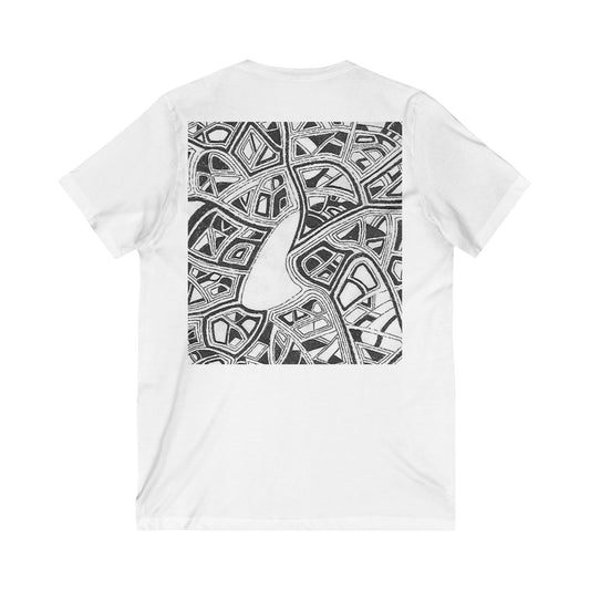 Dual Print Unisex Jersey Short Sleeve Designer V-Neck Tee