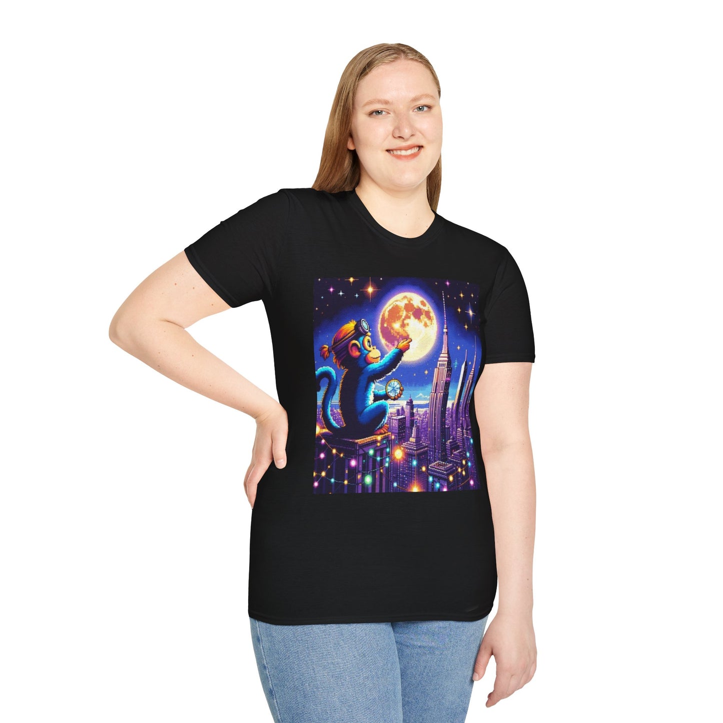 Blue Space Monkey Unisex Soft style T-Shirt #1