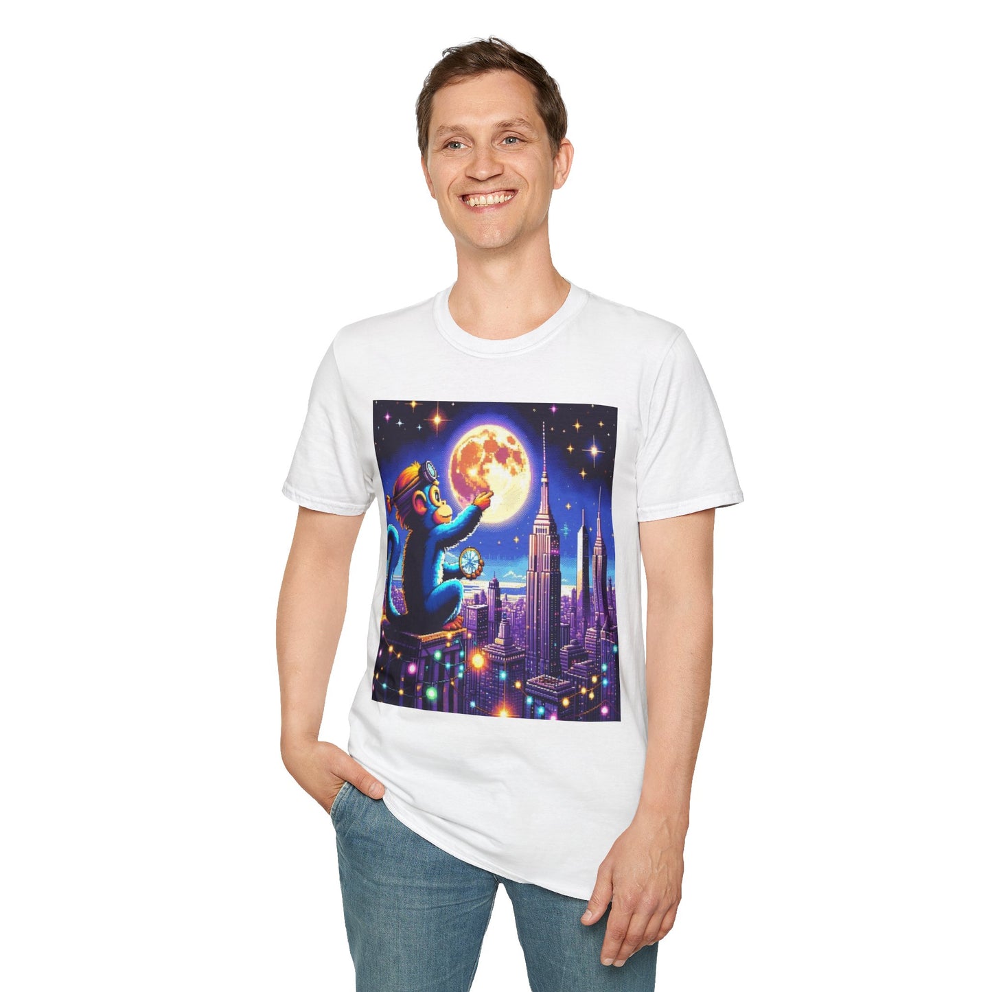 Blue Space Monkey Unisex Soft style T-Shirt #1