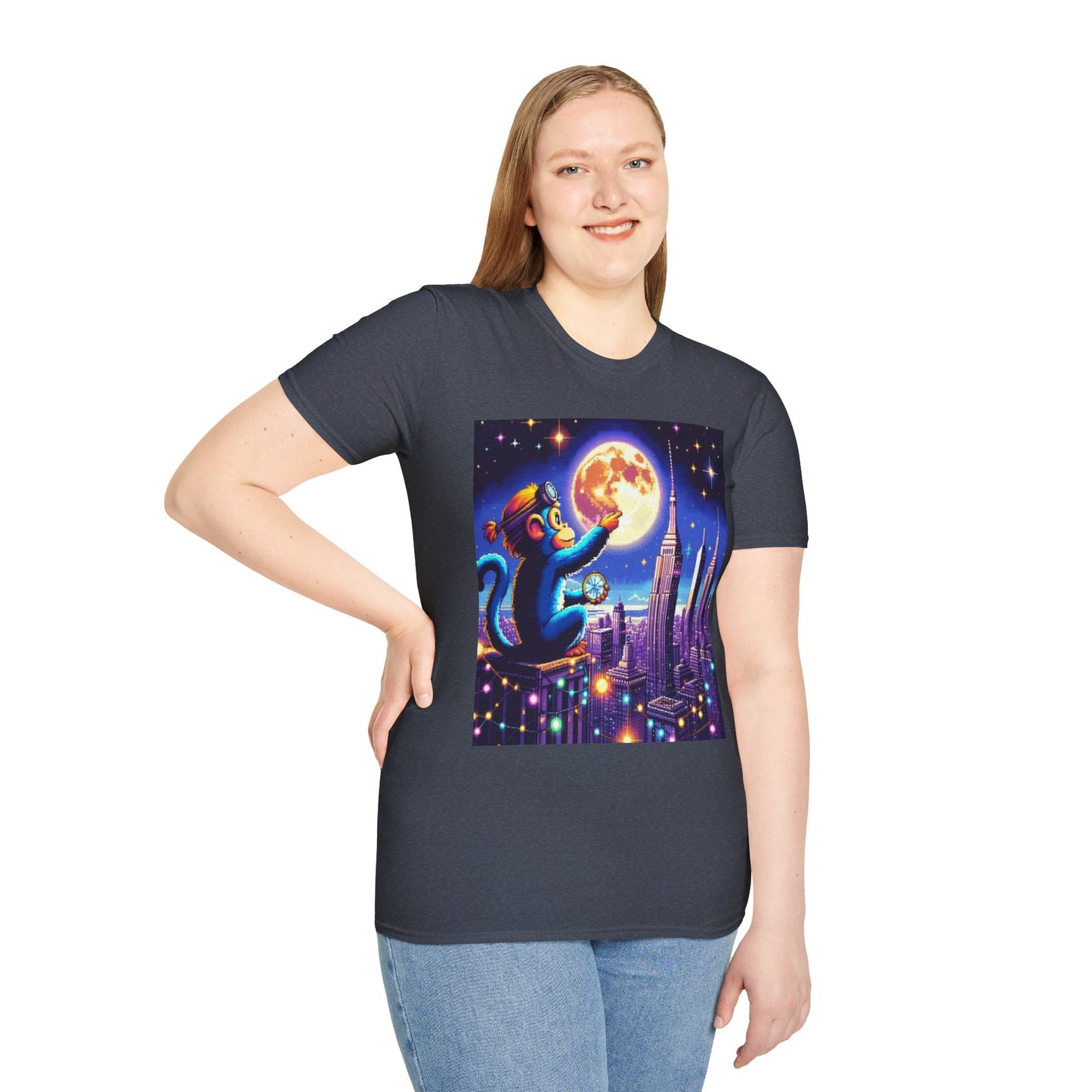 Blue Space Monkey Unisex Soft style T-Shirt #1