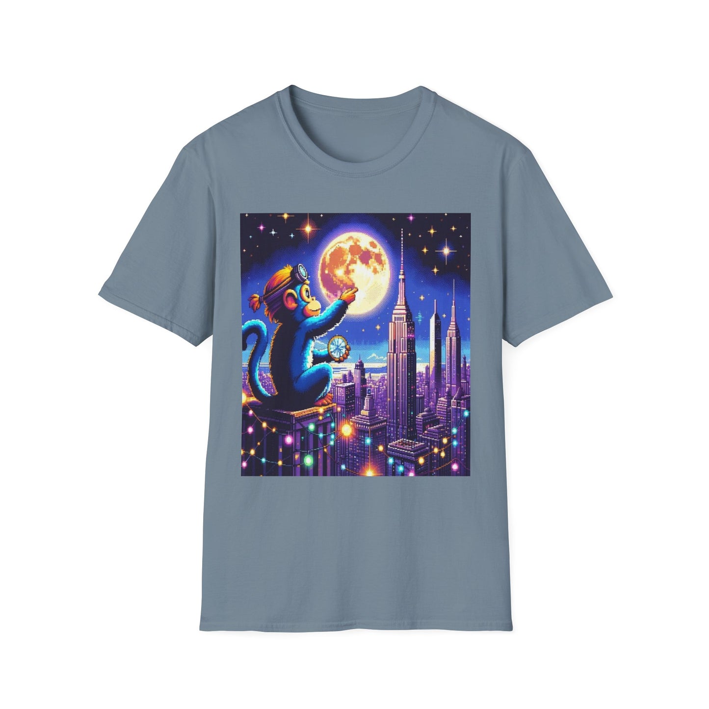 Blue Space Monkey Unisex Soft style T-Shirt #1