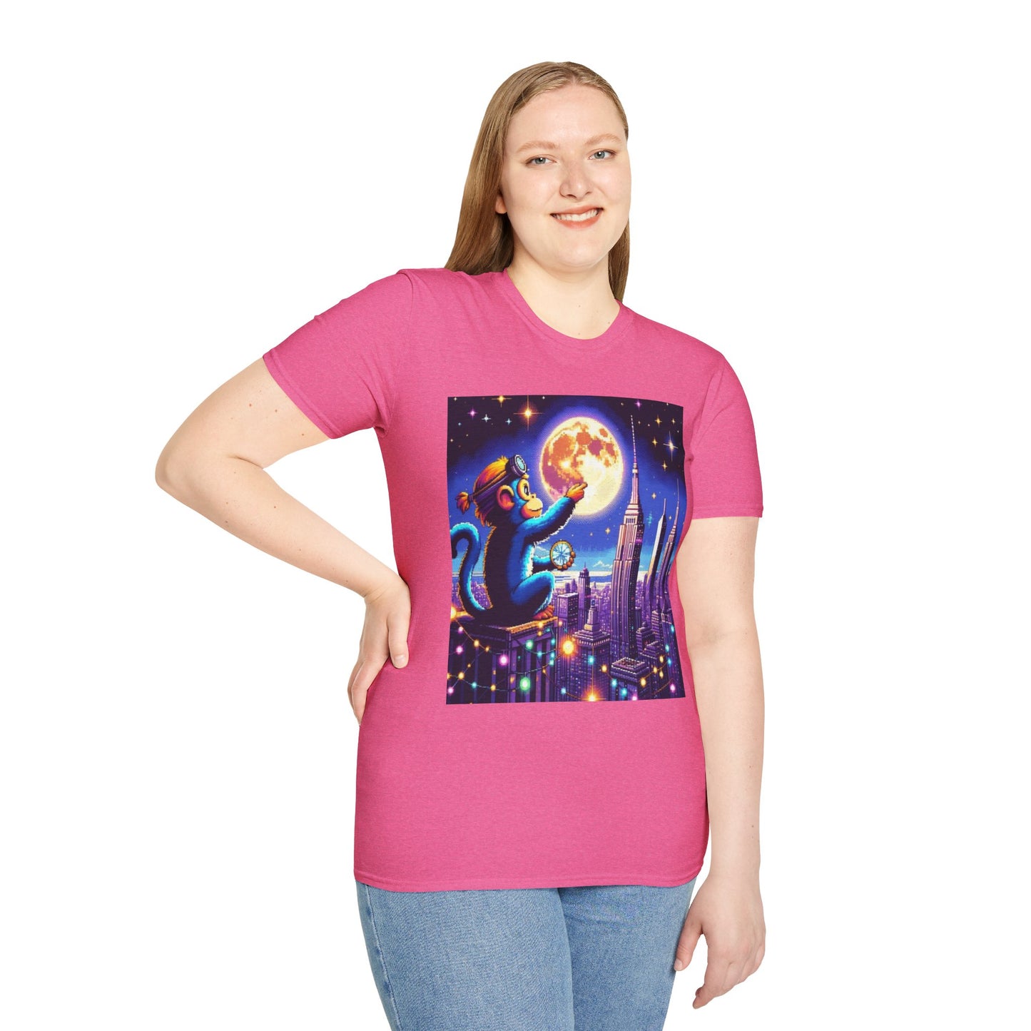 Blue Space Monkey Unisex Soft style T-Shirt #1