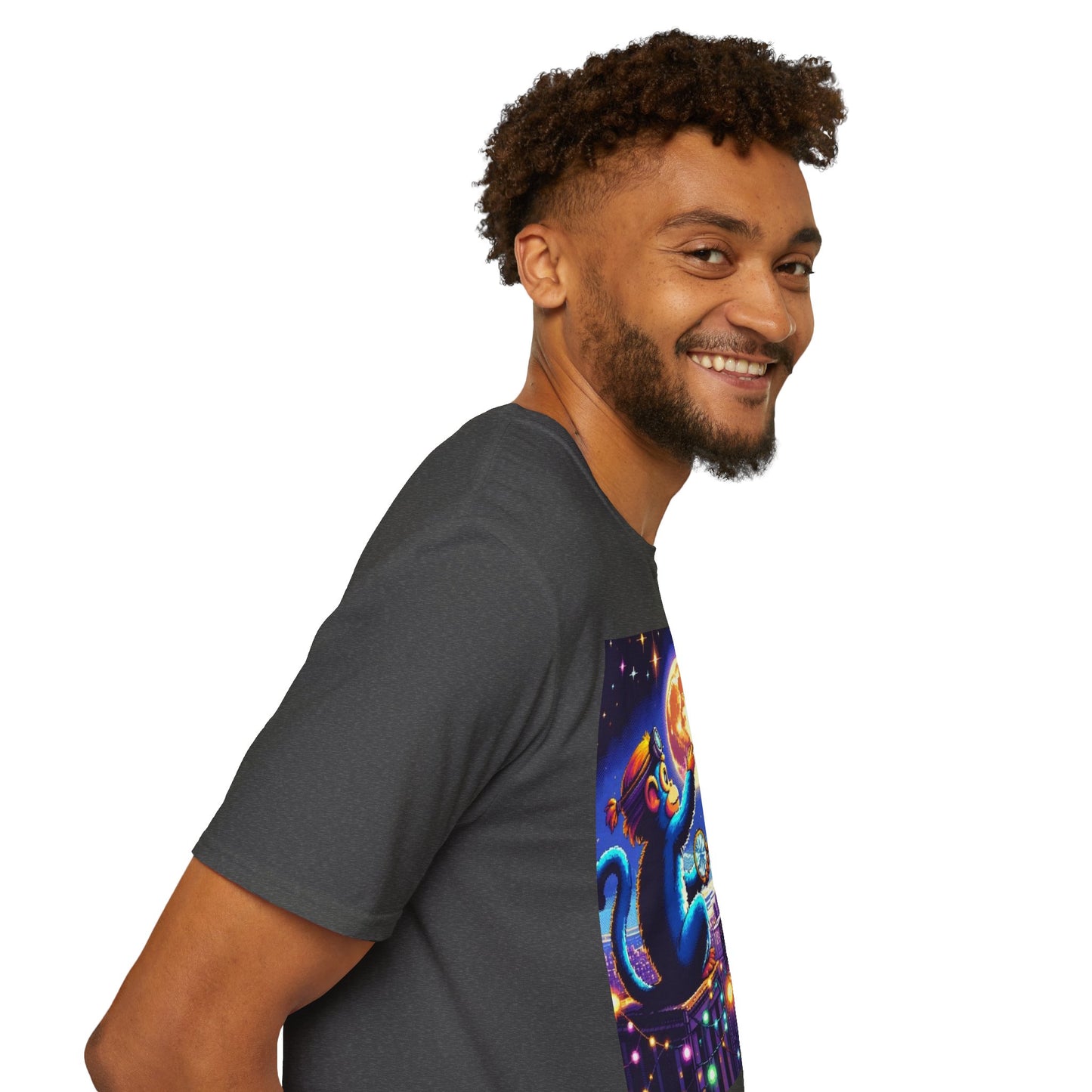 Blue Space Monkey Unisex Soft style T-Shirt #1