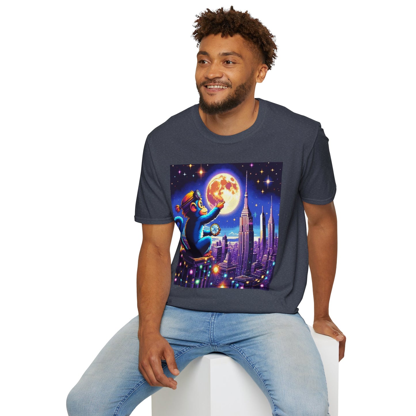 Blue Space Monkey Unisex Soft style T-Shirt #1